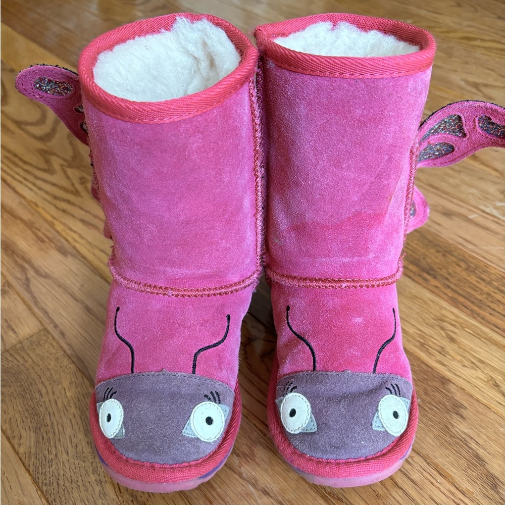 Emu Australia 100% Merino Wool Butterfly Boots Toddler Girls 10 Pink